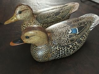 2 Vintage 1984 Rare Hand Carved Painted Wood Ducks By A.  Paganini
