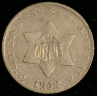 Rare 1852 Us United States Silver 3 Cent Piece Collectible Coin Wsc001