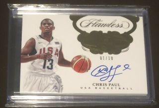 2018 - 19 Flawless Chris Paul Usa Basketball Auto Card 1/10 Rare