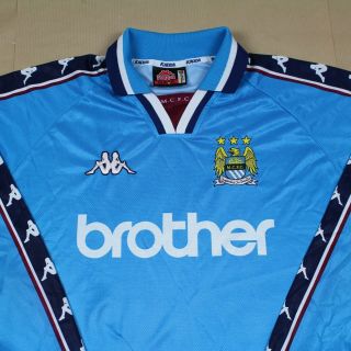 Manchester City 1997 1999 Home Shirt Ultra Rare Long Sleeve Kappa (xl)