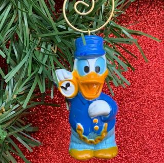 Rare Vintage Donald Duck Train Conductor Custom Christmas Tree Ornament Ooak