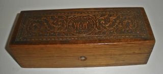 Antique Wheeler & Wilson Oak Sewing Machine Accessory Box - Very