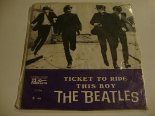 Rare The Beatles - Ticket To Ride 7 " Vinyl Odeon Compacto Brazil Press 7i - 3134