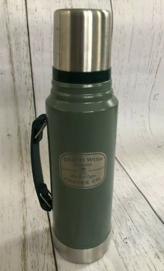 Death Wish Coffee Co.  Green Stanley Coffee Thermos Flask - 1.  0 Liter Rare