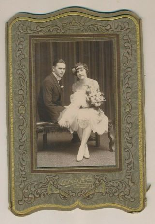 O12 Vintage Antique Wedding Photo Cabinet Ornate Studio Frame Mt Carmel Pa 6x9