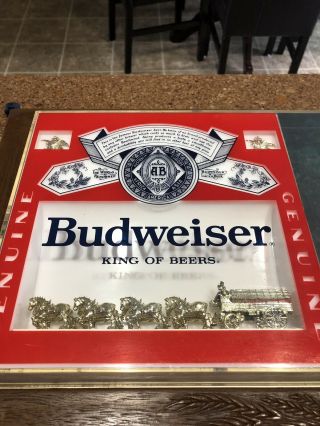 Vintage 1979 Anheuser - Busch BUDWEISER CLYDESDALES Backlit Beer Sign Light RARE 3