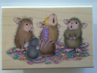House Mouse Candlelight Dinner Wm Rubber Stamp Chocolate Drop With Candle Rare