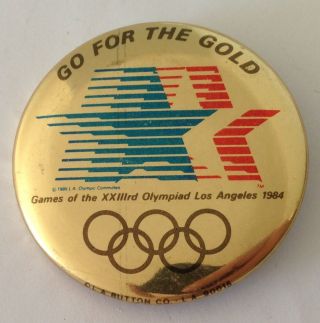 Go For The Gold 1984 La Los Angeles Olympics Button Badge Pin Rare Vintage (n12)