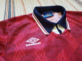 RARE Umbro Retro Football Shirt.  Base for England Italia 90 World Cup shirt - L 3