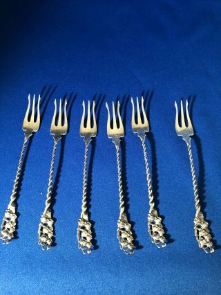 Set Of 6 Antique Sterling Silver Seafood,  Shrimp,  Crab Forks
