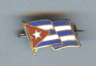 Rare Cuba Communist Propaganda Enamel Pin Badge Flag