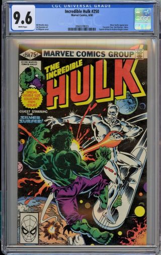 Incredible Hulk 250 Cgc 9.  6 Nm,  Wp Marvel Comics 1980 Rare Grade Silver Surfer