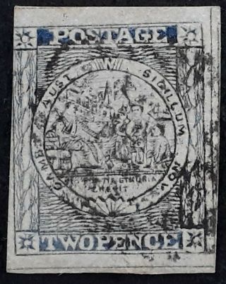 Rare 1851 Nsw Australia 2d Dull Blue Sydney Views Stamp Plate V