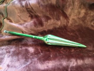 Antique Germany Hand Blown Glass Umbrella Parasol Christmas Ornament Green 9 3/4