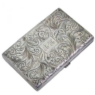 Antique Art Nouveau Sterling Silver Compact Floral Embossed Box Powder Ah Mono.