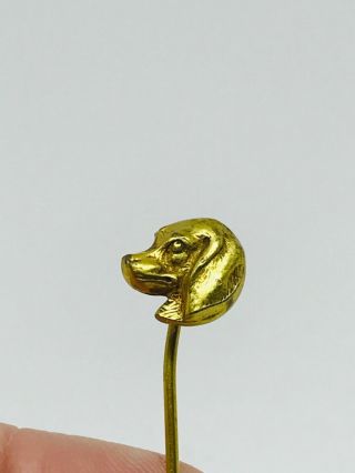 Antique Victorian High Carat Gold French Plated Dog Stick Pin