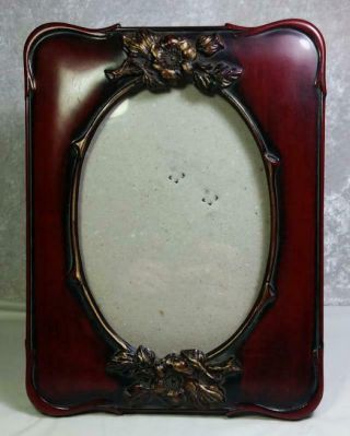Frame Photo Size 5 " X7 " Tabletop Dark Red Sculpted Surface Floral Cottage