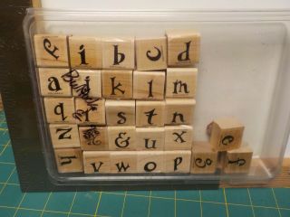 Stampin Up Alphabet Antique Lower Set Of 28 Wood Mount Stamps Euc A14023