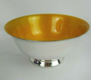 Reed & Barton Bowl Silverplate Yellow Gold Enamel Interior 5.  5 " 102 Footed