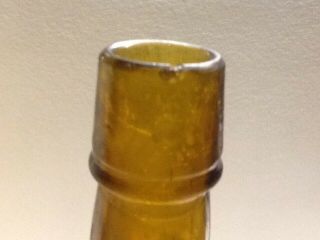 Antique Golden Amber Dyottville Glass 3 Piece Mold Whiskey Bottle. 3