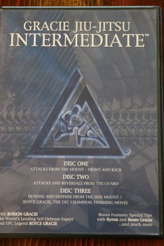 Gracie Jiu - Jitsu Intermediate 3 Dvd Set With Rorion & Royce Gracie - Rare