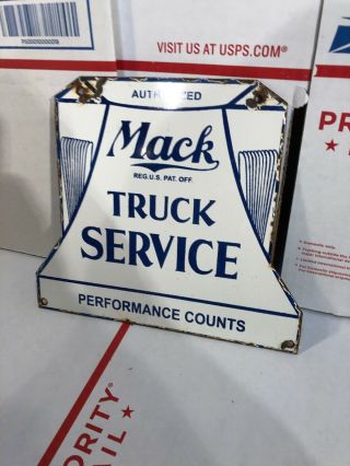 Antique Porcelain Advertising Sign Mack Truck Don Bull Dog Emblem Gas Pump Shell