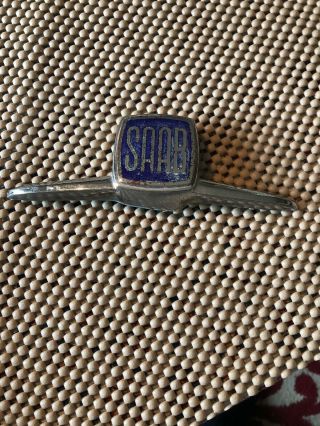 Antique 1940 - 50’s Saab Emblem Badge Blue Enamel