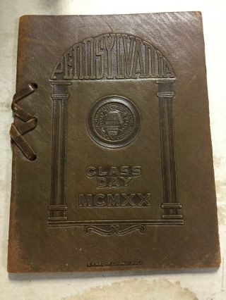 Antique 1920 Pennsylvania University Class Day Leather Bound Booklet