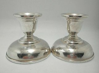 Pair Sterling Silver Watrous Mfg.  Co.  Small Weighted Candlesticks Monogramed " P "