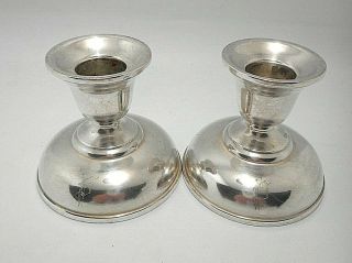 Pair Sterling Silver Watrous Mfg.  Co.  Small Weighted Candlesticks Monogramed 