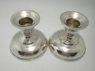 Pair Sterling Silver Watrous Mfg.  Co.  Small Weighted Candlesticks Monogramed 