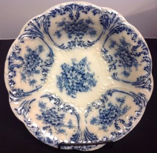 Upper Hanley Pottery Flow Blue Floral Pattern 10 " Veg.  Bowl - Unmarked Antique