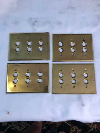 Sp 2 Antique Stamped Brass Triple Push Button Light Switch Cover