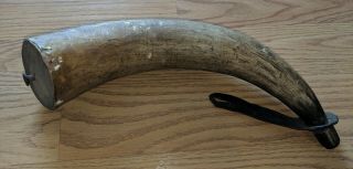 Antique American Carved Powder Horn Wood Cap 19th Century