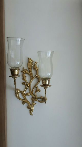 Vintage Solid Brass French Rococo Style Wall Sconce 2