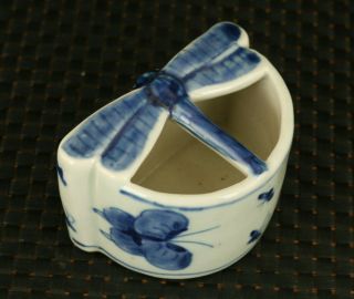 Chinese Blue And White Porcelain Dragonfly Statue Writing - Brush Washer Gift