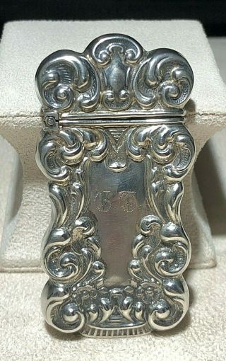Sterling Silver Match Safe Art Nouveau Repousse Monogrammed Bb