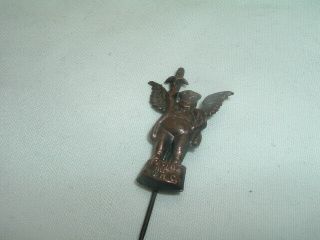 Antique Copper Moline MP Plow Co Flying Dutchman Lapel Pin Stickpin in Gift Box 3