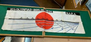 Rare 1936 Berlin Olympic Games British N.  A.  R.  A Rowing Team Banner.