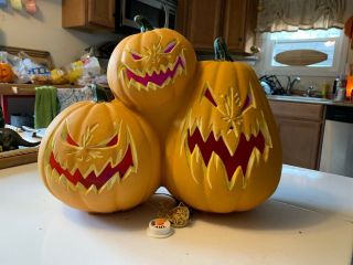 Rare Vintage Gemmy Halloween Blow Mold Jack O Lantern Light Up Pumpkin Music