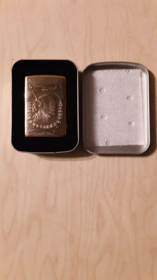 Extremely Rare 1997 Zippo Brass Indian Chief Head Lighter.