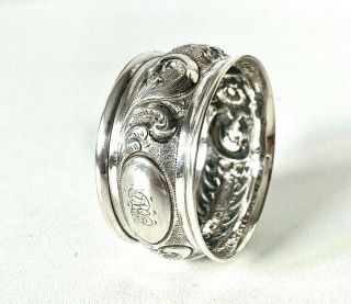 Antique Victorian Sterling Silver 1875 George Unite Ornate Engraved Napkin Ring