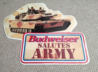 Rare Collectible " Budweiser Salutes Army " Metal Tin Sign - 1994 Anheuser - Busch