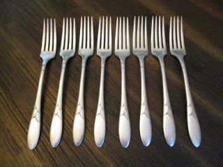 8 X Dinner Forks 7 5/8 " Oneida Community Lady Hamilton 1932 Silverplate