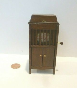 Antique Style Miniature Phonograph Cabinet With Record Storage Signed Rae1989