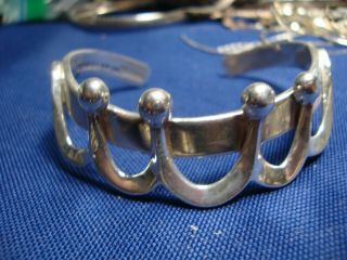 Rare Royal Crown Sterling Silver Old Pawn Thick Big Chunky Bracelet