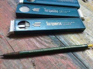 Vintage Faber - Castell 4h Locktite Pencil Rare & Asstturquoise Drawing Leads 2,  4h
