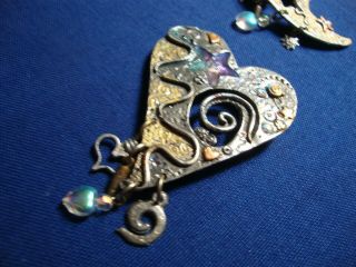 Rare Artisan Made Nanette Heart Sterling Silver Brooch