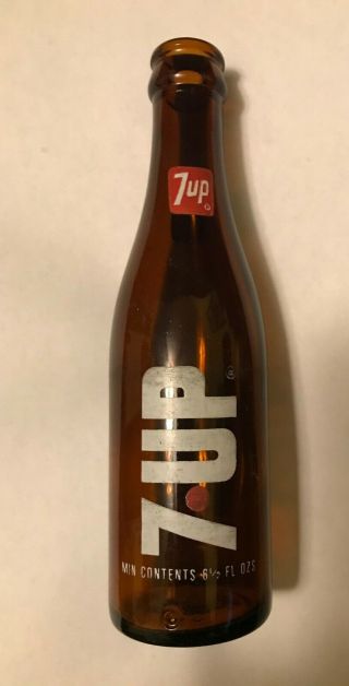7up Rare 6 1/2oz Brown Amber Bottle 1968