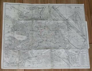 1910 Antique City Map Of Vienna / Wien / Austria